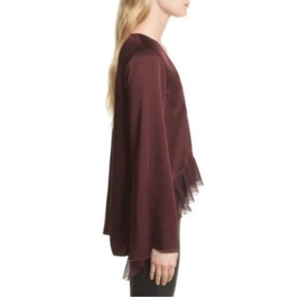 Elizabeth & James Heath Ruffle Hem Top Maroon - Picture 4 of 5